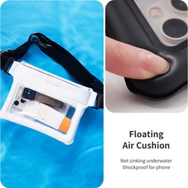 Sinjimoru Clear Waterproof Fanny Pack Dry Bag, Adjustable Strap Floating Crossbody Waist Belt Bag for Swimming Paddling Snorkeling, Lockable Travel Beach Bag. Sinjimoru Waterproof Cross Bag White