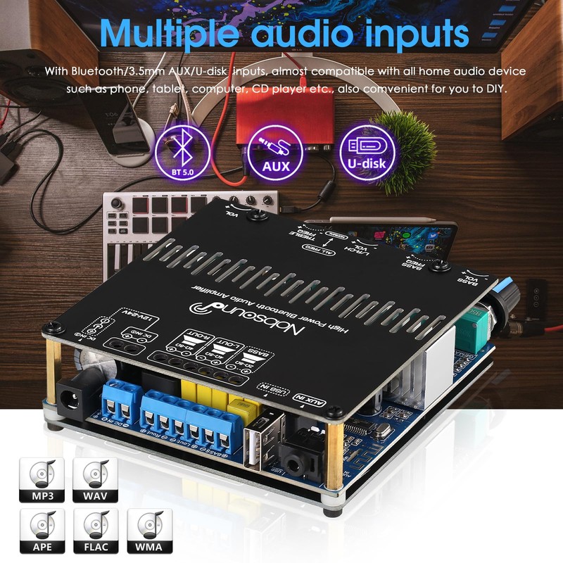 Nobsound Bluetooth Amplifier, 2.1 Channel Amplifier Board, Stereo Audio Receiver,