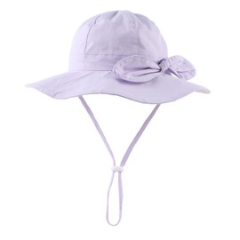 Zsedrut Bow Baby Girls Cotton Hat Summer Sun Cap Infant Toddler Wide Brim Girl Beach Hat (Purple, 18.9"(6-12 Months))