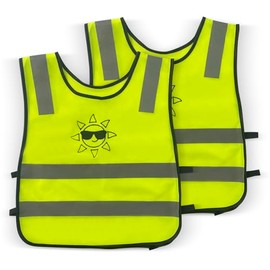 Children's High Visibility Vest, Pack of 2, Bicycle Safety Vest, Universal Size 3-12 Years with Reflective Strips, Safety Vest, 360° Reflective for Road Traffic Cycling