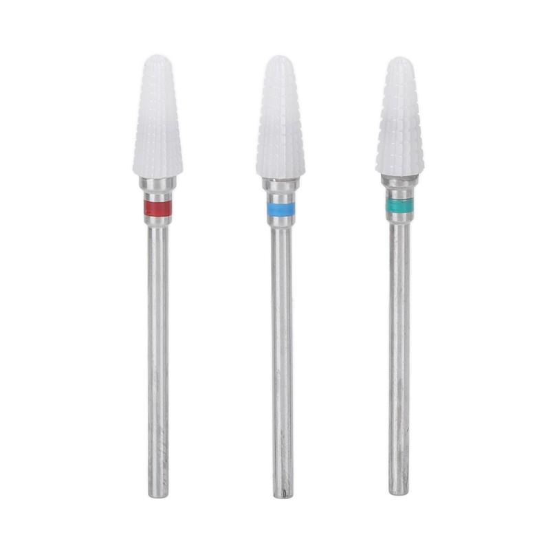 3pcs Ceramic Nail Drill Bit Set Gel Removal Nail Polishing