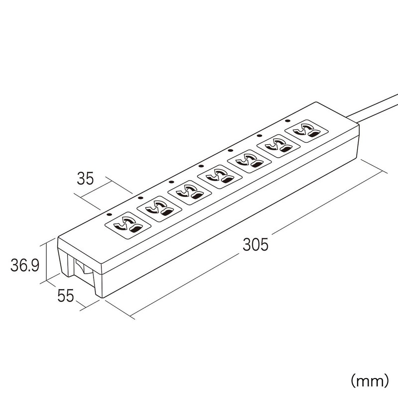 Sanwa Supply TAP-F37-2CLK Power Strip with 5 Interlocking Concentrated Switch
