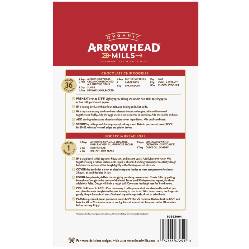 Arrowhead Mills Unbleached Organic All Purpose Flour, 5 lb Bag