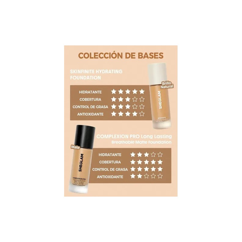 SHEGLAM Complexion Pro Base Líquida Mate Larga Duración - Fair