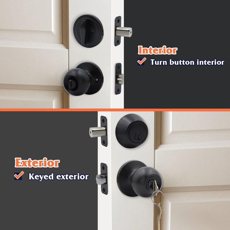 Solidware Entry Door Knob and Single Cylinder Deadbolt Combo, Keyed