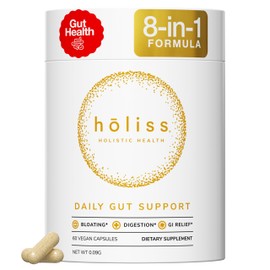 HOLISS Daily Gut Health Capsules – 8-in-1 All Natural Supplement, Lemon Balm, Bloat & Gas Relief, GI Lining Repair, Leaky Gut & Digestive Support – 60 Capsules