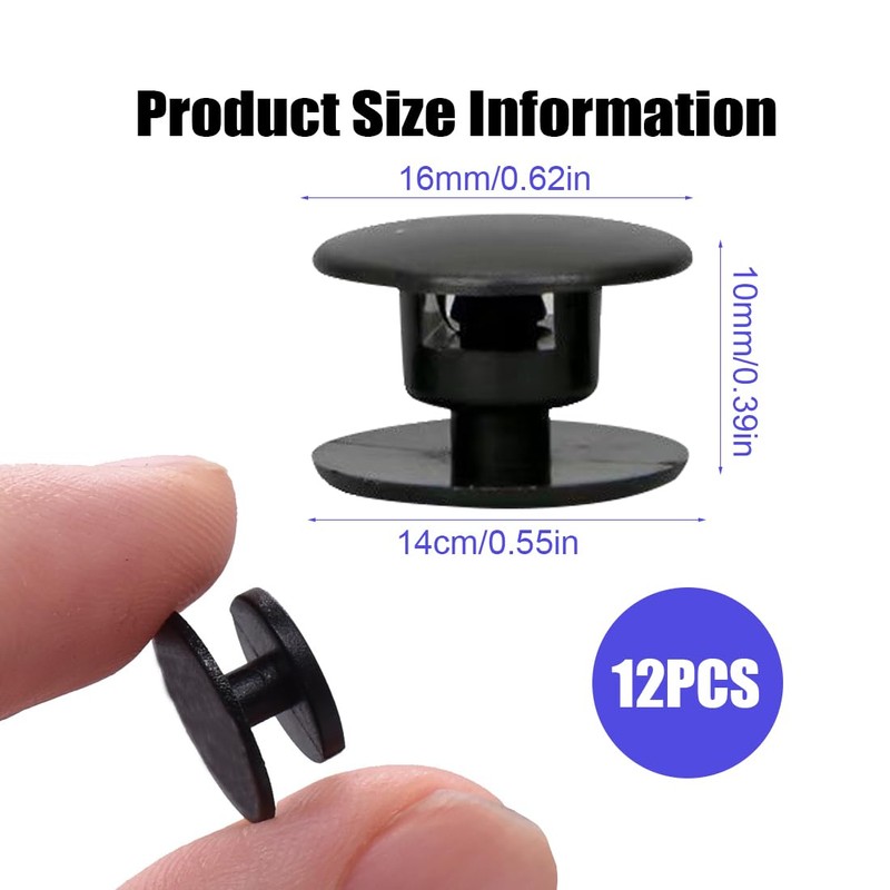 ZYBHMJE 12 Pcs Screw Rivet Black Rivets Black Screw Rivets