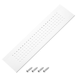 PATIKIL 8 x 2 Inch Door Air Vent Cover, Aluminum Grille Ventilation Cover Louvered Diamond Hole with Mounting Screws for Cabinet Wardrobe Door, Silver