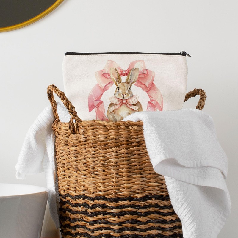 Coquette Pink Bow Bunny Makeup Bag, Coquette Girl Gift, pink06,