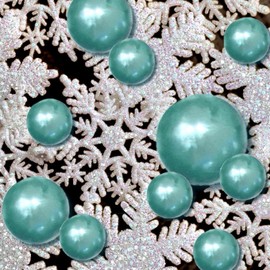 100 Floating Snowflakes and Aqua Blue Pearls - Fills 8 Medium Size Vases (vases not Included)-Measured Floating Gels and Prep Bag for Best Results!-6 Submersible Fairy Lights Strings Warm White