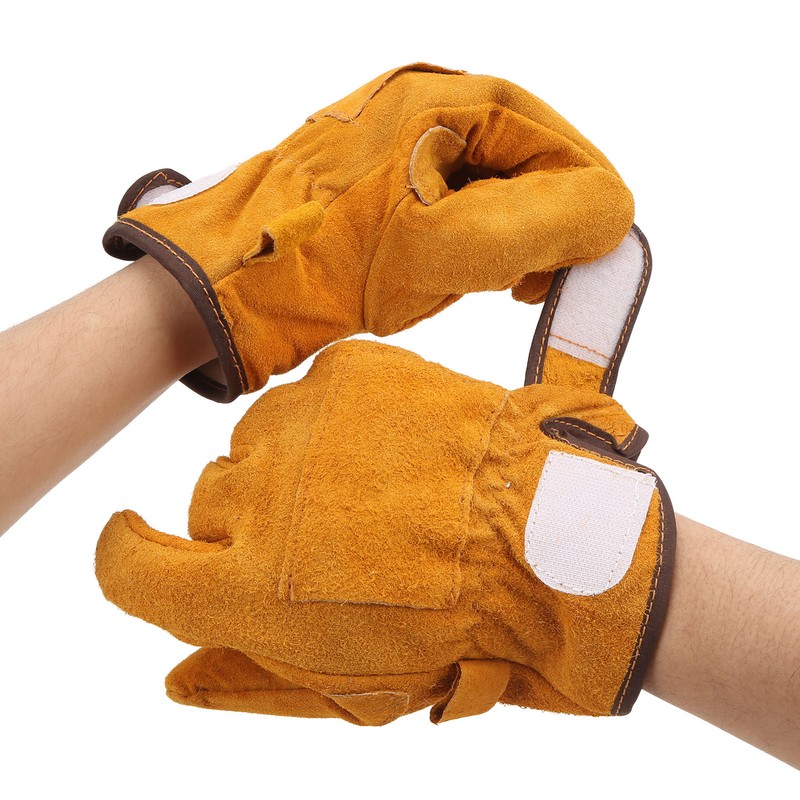 Heat Resistant Gloves Calf Leather Polyester Hand Protection BBQ Grill