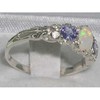 Ladies Solid Sterling Silver Natural Opal & Tanzanite English Victorian