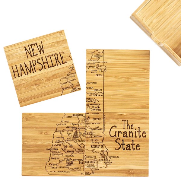 Totally Bamboo New Hampshire State Puzzle 4 Piece Bamboo Coaster