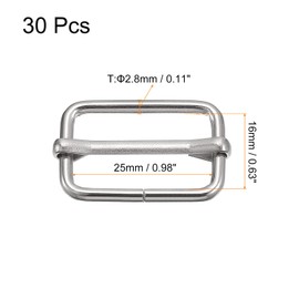 sourcing map Sliding Buckles Metal Rectangle Adjuster Triglides Sliding Buckles Roller Pin Buckles Belt Adjuster for Belt Bags, Silver tone
