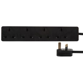 PRO ELEC PELB1407 4-Gang Extension Lead, 1m, Black