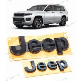 Jeep 2021+ Jeep Grand Cherokee L/WL Front Rear Jeep Nameplate Emblem Gloss Black Gray