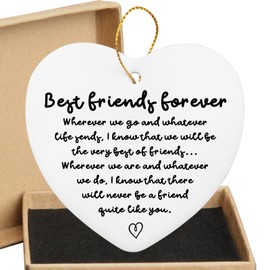 Friends Ornaments - Best Friend Forever Christmas Ornament Gifts for Women Friends Bestie Sister Friendship Ceramic Ornament for Christmas Tree Decor - Heart Hanging Plaque