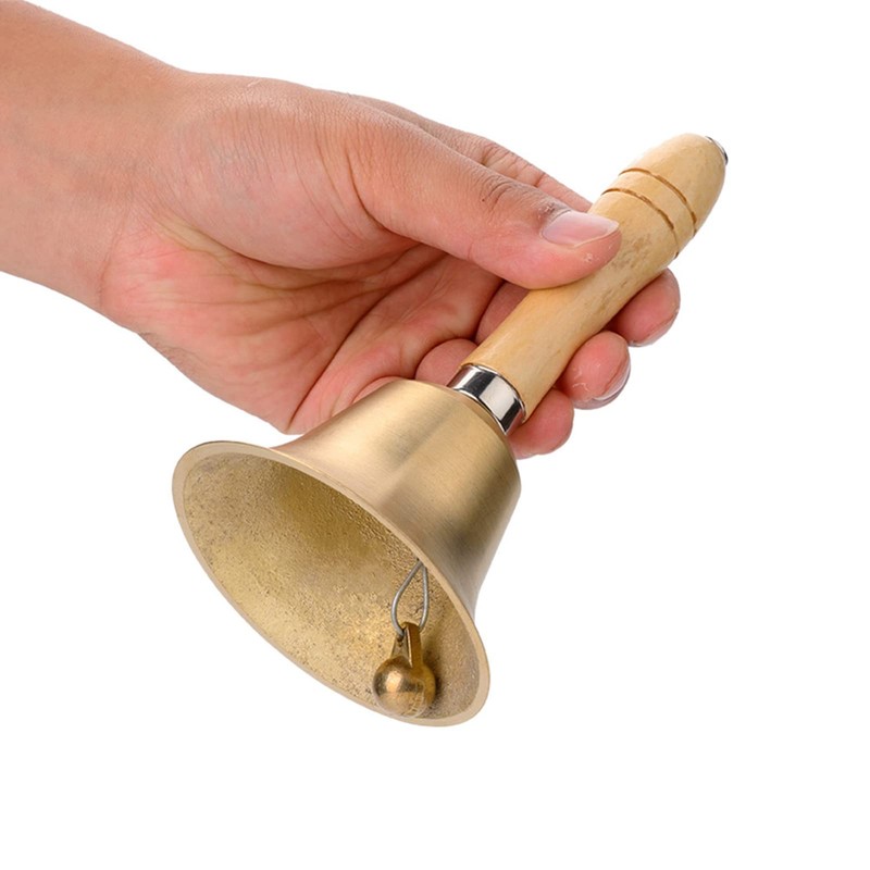 Hand bell, table bell with wooden handle, hand bell, classic