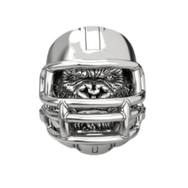 HUKQBUNX 925 Sterling Silver Football Helmet Ring Gorilla Helmet Personality Aggressive Football Men's Ring Animal Pie Sport Unique Cocktail Party Ring Size 8-13, Sterling Silver