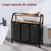 Timberer Laundry Hamper, Laundry Sorter 3 Section, Rolling Laundry Basket