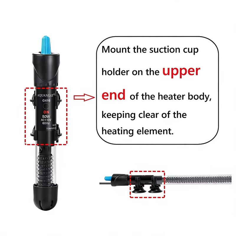 AQUANEAT Aquarium Heater, 25W Fish Tank Heater, Adjustable Submersible Water