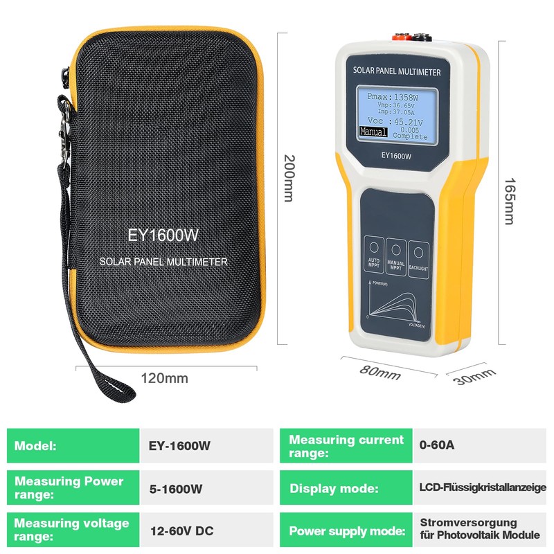 BuyWeek 1600 W Photovoltaic Solar Panel Tester Solar Panel Multimeter