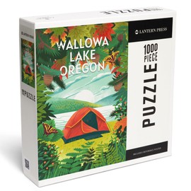 Wallowa Lake, Oregon, Get Outside Series, Tent Camping, Fall Colors (1000 Piece Puzzle, Challenging Jigsaw Puzzle for Adults, Made in USA)