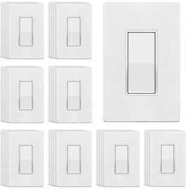 ENERLITES Matte White Light Switch with Screwless Wall Plate, Decorator Paddle Rocker Wall Switch, Single Pole, Grounding Screw, Residential Grade, 15A 120V/277V, UL Listed, 91150-MW-40PCS (40 Pack)