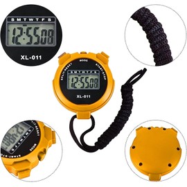 Digital Sports Stopwatch Timer, Professional Stopwatch Timer with Clock Clender Alarm, Handheld Large Display Training Stopwatch Timer for Swimming Running Football Fitness Coaches Referee (Orange)