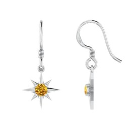 GemInspire Star Dangle Drop Earrings, Citrine Dangle Earring, Birthstone Earring for Women, November Birthstone Gift, Celestial Jewelry, Gift for Mom Girlfriend (1.25-inch length)