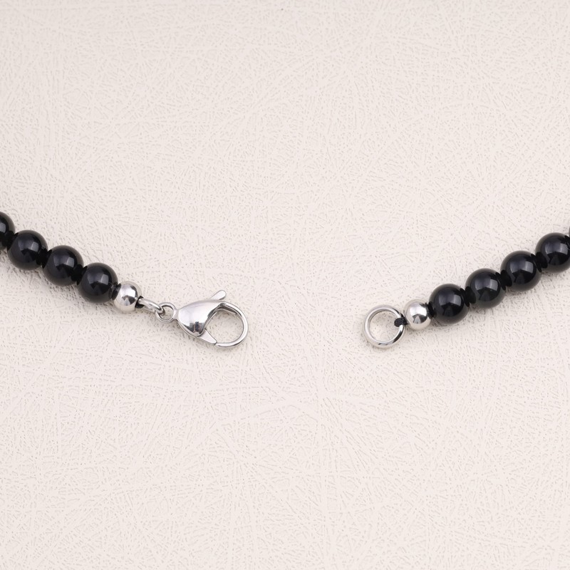 GAVU Pearl Necklace Skull Pendant, Rainbow Obsidian, Rainbow Obsidian