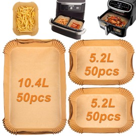 GINOYA Air Fryer Liners for Ninja Foodi FlexDrawer Air Fryer AF500UK AF500UKCP/Duronic AF34/COSORI Smart Air Fryer TwinFry/Instant VersaZone 8.5L, 150PCS Paper Accessories for 10.4L/10L Air Fryer