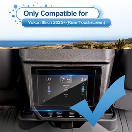 Coleya 2025 Yukon Rear Screen Protector for GMC Yukon (AT4 Ultimate/Denali Ultimate 4WD) 8-inch Rear Touch-screen, 9H Tempered Glass 2025 Yukon (Yukon XL) Accessories Anti-Resistant/HD Transparent 8"