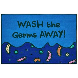 Carpets for Kids KID$Value 37.92 Wash Away The Germs Classroom Non-Slip Rug 3ft x 4ft 6in Rectangle Blue