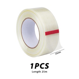 COACOM 1 Roll Striped High Viscous Fibre Tape, 25 m x 25 mm, Robust, Waterproof Tape, Suitable for Concealed Repairs Indoor and Outdoor DIY and Crafts