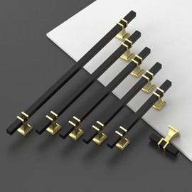 FILTA 2 Inch (55MM) Matte Black 10 Pack Cabinet Knobs,Black and Gold Kitchen Knobs for Cabinets T Bar Knobs Kitchen Cabinet Handles and Knobs Cabinet Hardware for Cabinets Cupboard Drawer