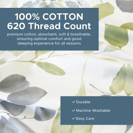 Essina Duvet Cover Set – 3 Pcs King Duvet Cover Set – King Duvet Cover and 2 Pillow Shams – 620 Thread Count – Soft Cotton King Size Duvet Cover – Luxurious Cotton Comforter Cover – Watercolor