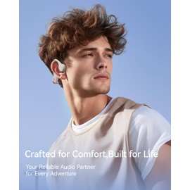 DEMICEA Open Ear Sport Headphones, Soft Silicone Wireless Bone Conduction Earphones, Powerful Bass, 10H Lasting, Multipoint Capable, Quick Charge, Built-in 32GB MP3