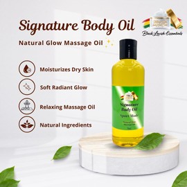 Signature Body Oil, 8oz Natural Glow Massage Oil Soft Rejuvinated Skin, Aloe Vera, Vitamin E, Argan Oil, Golden Jojoba Oil, Rosehip Oil, Dry Skin Moisturizer, Black Lavish Essential (Men's Sport Mode)