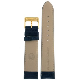 Tech Swiss Watch Band Calfskin Leather Comfort Lite Padded Blue Gold-Tone Buckle Ladies 14 millimeters