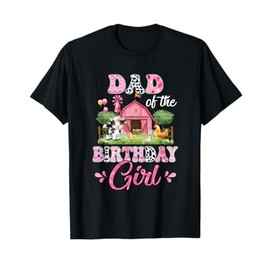 Dad Of The Birthday Girl 1St Birthday Cow Farm Family T-Shirt