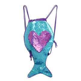 Xlabor Mermaid Drawstring Children Girls Tail Sequins Backpack Magic Reversible Sequins Backpack Fashion Glitter Drawstring Dance Bag, lightblue, Shiny, fashionable
