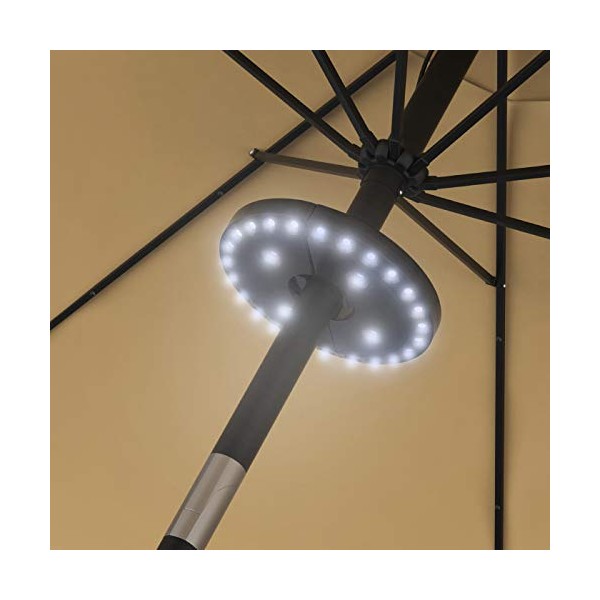 0.86-1.8 in. Rechargeable Patio Umbrella Cordless 28 LED Lights Black
