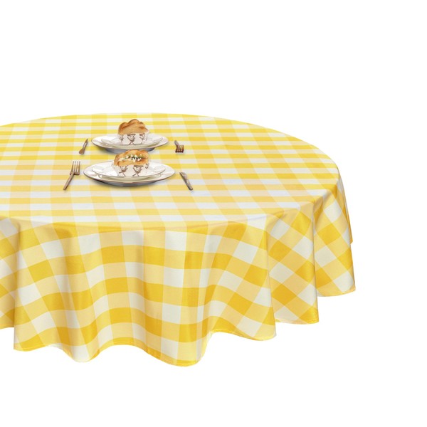 XWZO Checkered 90 Inch Round Tablecloth - Waterproof and Dustproof