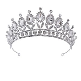 Healeved Tiara De Cristal Barroca Redonda Con Rhinestone - Accesorios Nupciales Para El Cabello - Perfecta Para Mujeres y Niñas En Bodas