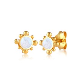 Elli Women's Earrings Moonstone Vintage 925 Sterling Silver Gold-Plated, One size, Sterling Silver, Moonstone