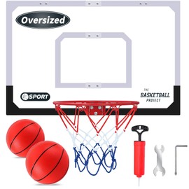 Upgrade Basketball Hoop Set - Extra Large 26" x 17" Pro Indoor Basketball Hoop for Door & Wall with 2 Balls, Complete Accessories, Basketball Toy Gift Perfect for Boys Girls Teens Adults