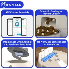 PAPIFEED Smart Automatic Cat Feeders, Dual Power Supply Cat Food Distributor, WiFi Pet Feeder with APP Control for Remote Feeding, Moisture-Proof Freshness Design, 3L Automatic Cat Feeder (Grey)