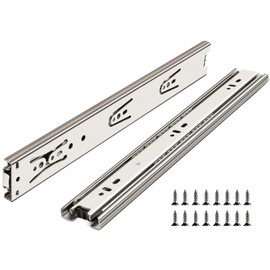 24 Inch Drawer Slides, Plusmart Drawer Slide Glides Ball Bearing Full Extensin Cabinet Slides, 3 Folds, 150LB, 2 Pairs