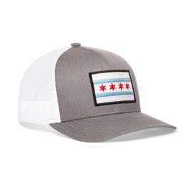 HAKA Chicago Flag Gray & White Trucker Hat – Chicago Mesh Snapback Cap for Men, & Women Golf Baseball Dad Hat